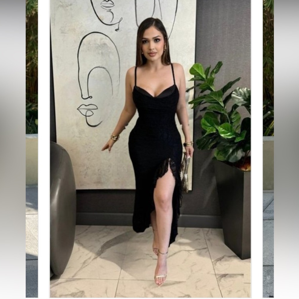 Long high low maxi lace dress🖤